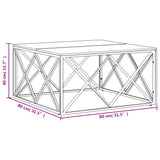 Table basse acier inoxydable et bois massif de récupération