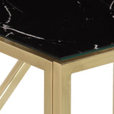 Table console doré acier inoxydable et verre trempé