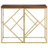 Table console doré acier inoxydable et bois de mélèze massif