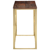 Table console doré acier inoxydable et bois de mélèze massif