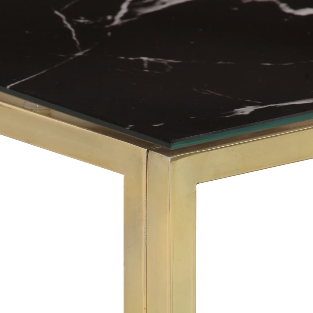 Table console doré acier inoxydable et verre trempé