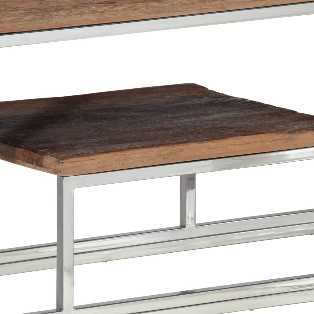 Table console argenté inox et bois de mélèze massif