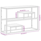 Silver stainless steel and solid larch wood console table