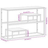 Table console argenté inox et bois de récupération massif