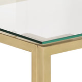 Table console doré acier inoxydable et verre trempé