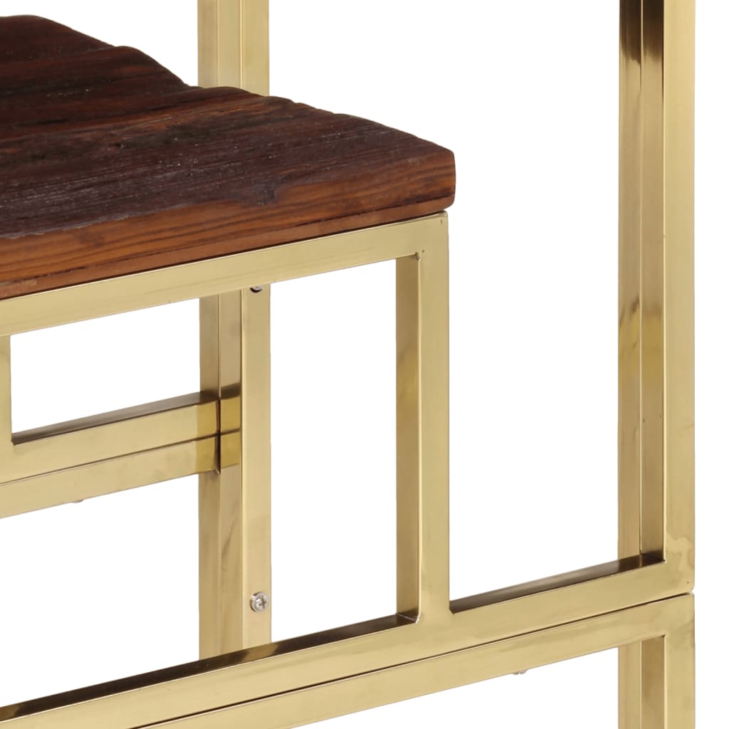 Table console doré acier inoxydable et bois de mélèze massif