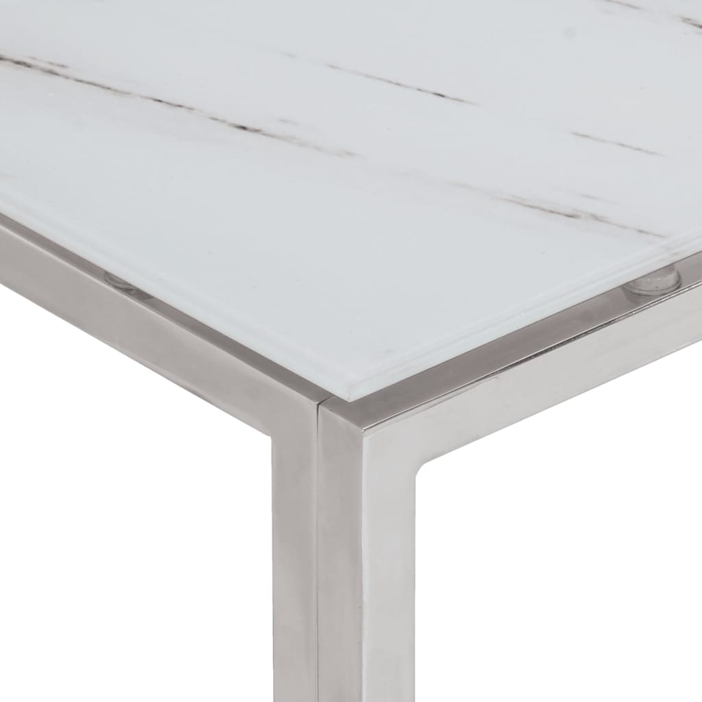 Silver coffee table stainless steel and tempered glass