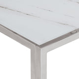 Table basse argenté acier inoxydable et verre trempé