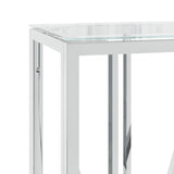 Table console 110x30x70 cm acier inoxydable et verre