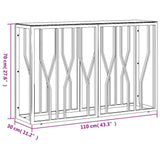 Table console 110x30x70 cm acier inoxydable et verre