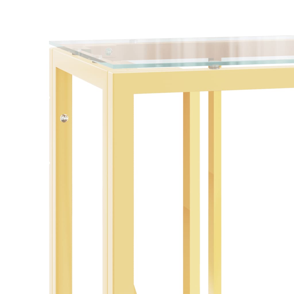 Table console 110x30x70 cm acier inoxydable et verre