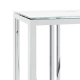 Silberner Konsolentisch 110x30x70 cm, Edelstahl und Glas