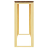 Table console doré acier inoxydable et bois massif récupération