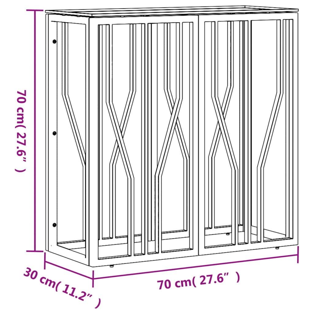 Konsolentisch 70x30x70 cm aus Edelstahl und Glas