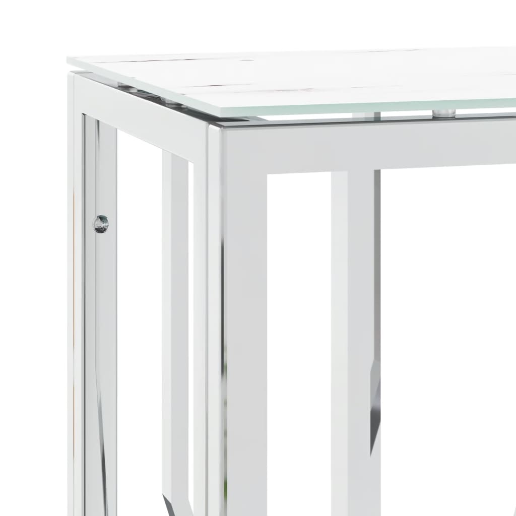 Table console argenté 70x30x70 cm acier inoxydable et verre