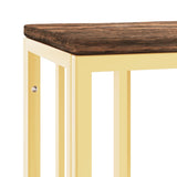 Table console doré acier inoxydable et bois massif récupération