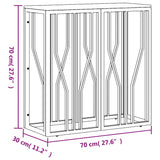 Silver console table stainless steel and solid acacia wood