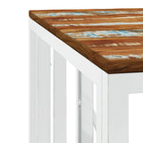 Table basse argenté acier inoxydable/bois massif récupération