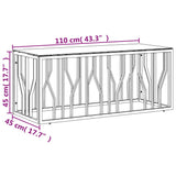 Table basse 110x45x45 cm acier inoxydable et verre