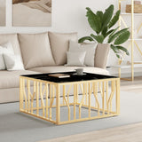 Goldener Couchtisch 80x80x40 cm aus Edelstahl und Glas