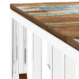 Table basse argenté acier inoxydable/bois massif récupération