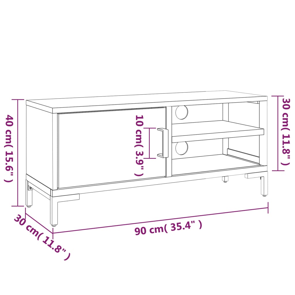 Meuble TV Marron 90x30x40 cm Bois de pin massif