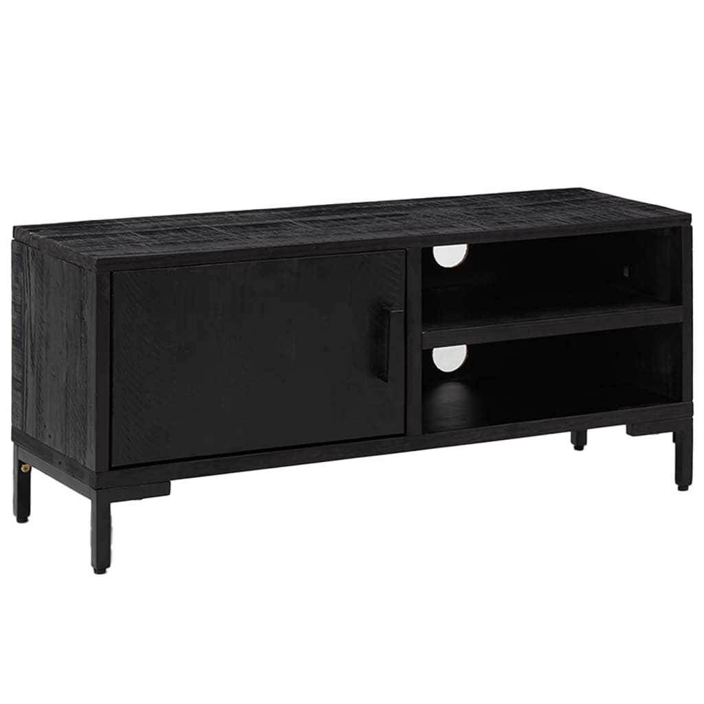 Meuble TV Noir 90x30x40 cm Bois de pin massif