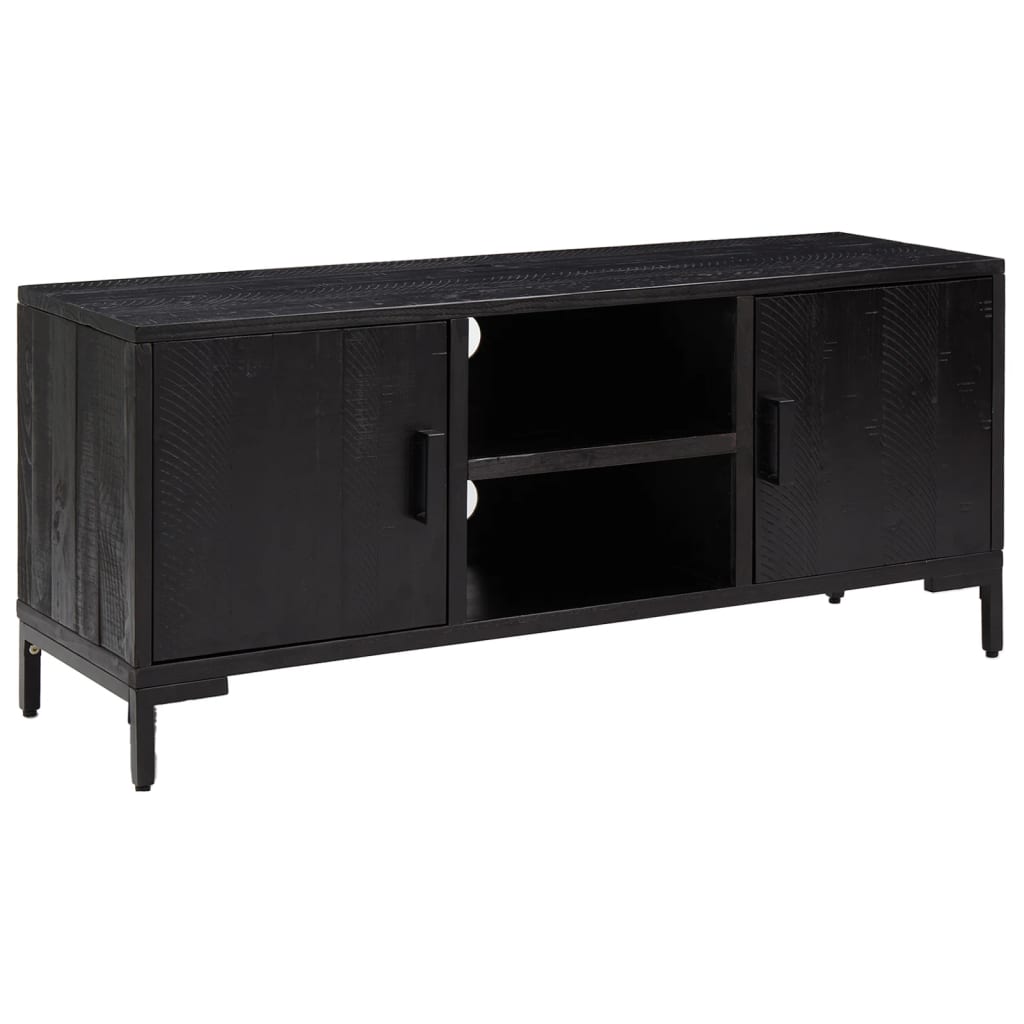 Meuble TV Noir 110x35x48 cm Bois de pin massif