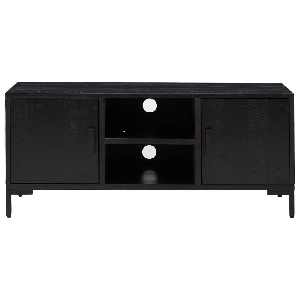 Meuble TV Noir 110x35x48 cm Bois de pin massif