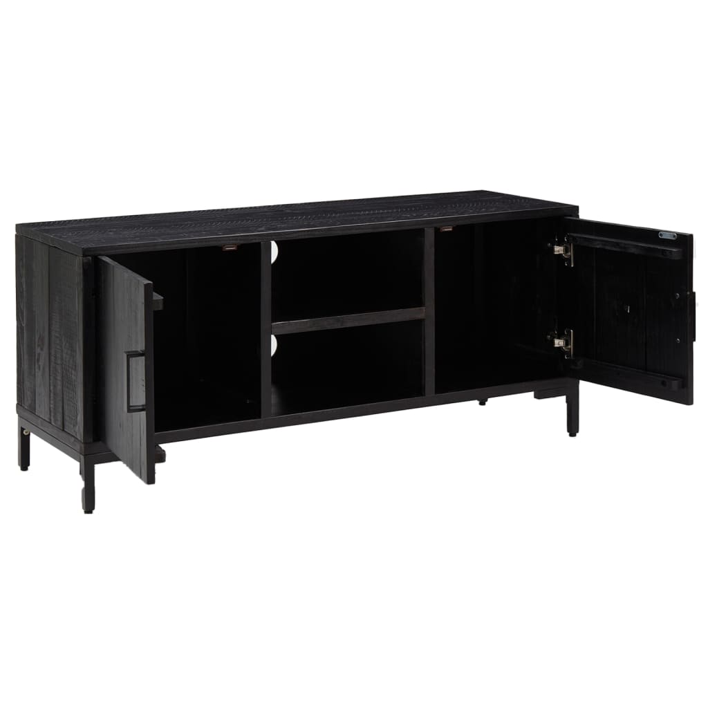 Meuble TV Noir 110x35x48 cm Bois de pin massif