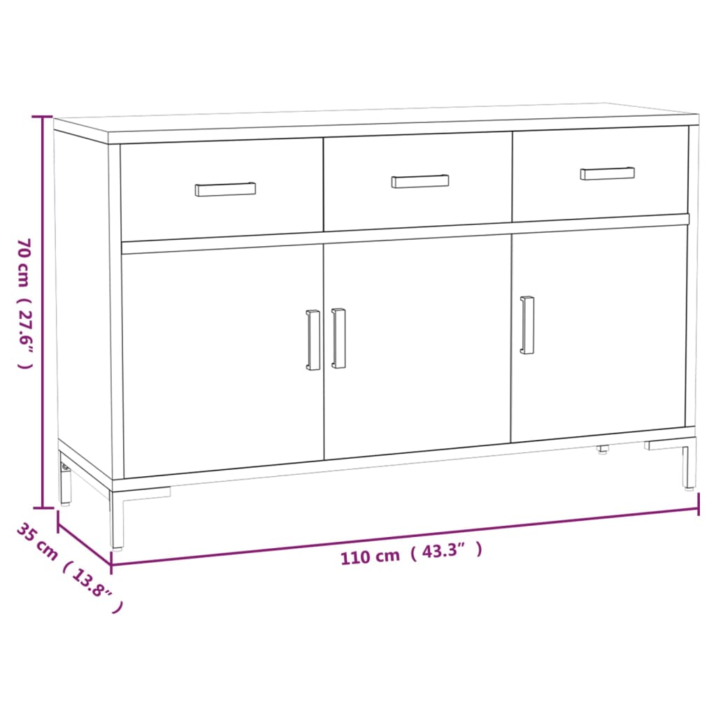 Buffet Marron 110x35x70 cm Bois de pin massif