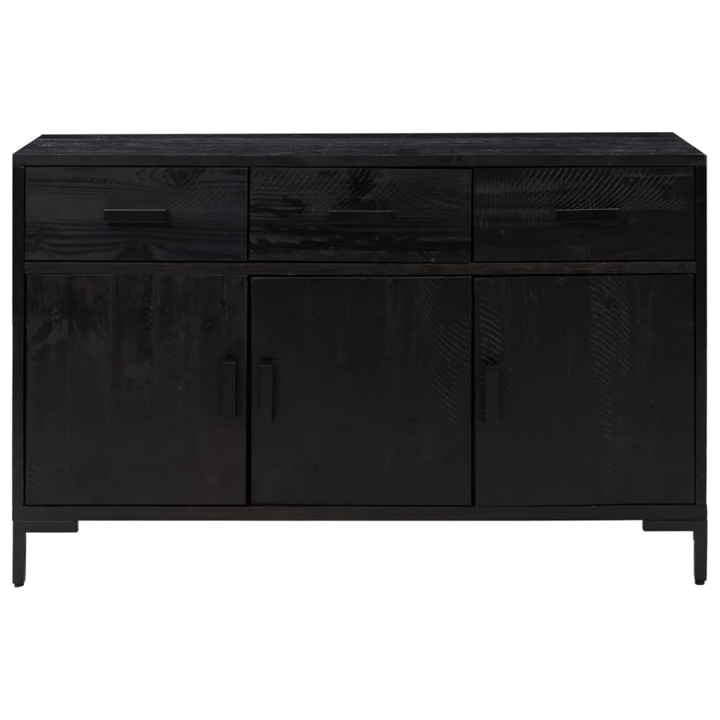 Buffet Noir 110x35x70 cm Bois de pin massif