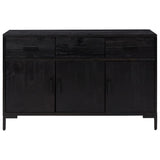 Buffet Noir 110x35x70 cm Bois de pin massif