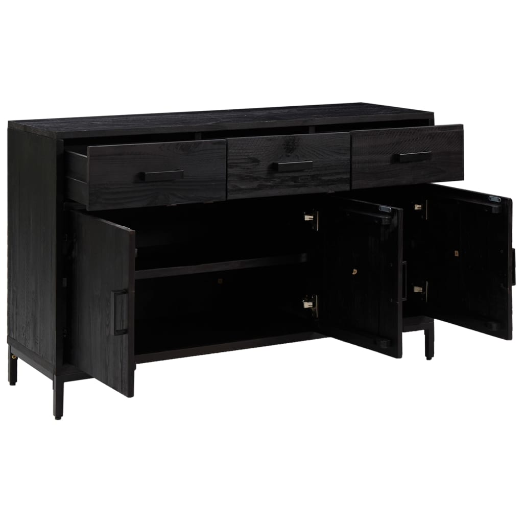 Buffet Noir 110x35x70 cm Bois de pin massif