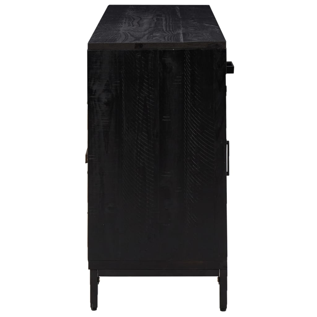 Buffet Noir 110x35x70 cm Bois de pin massif