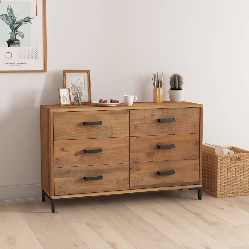 Braunes Sideboard 110x35x70 cm Massives Kiefernholz