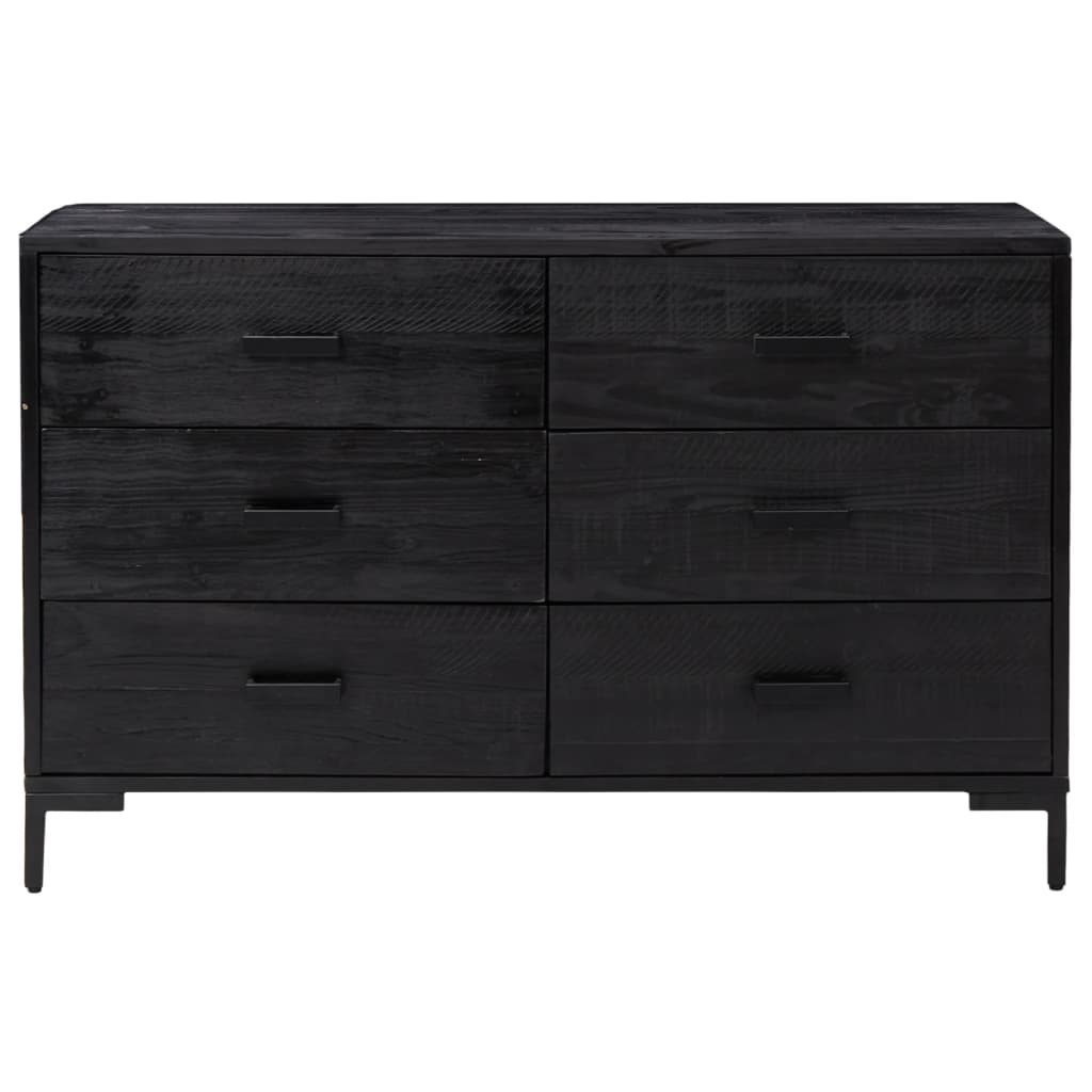 Schwarzes Sideboard 110x35x70 cm Massives Kiefernholz