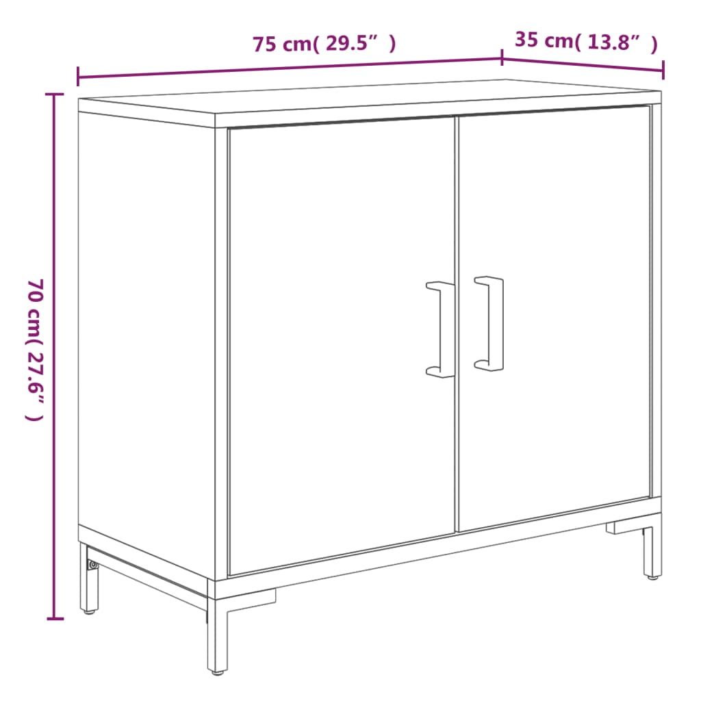 Buffet Marron 75x35x70 cm Bois de pin massif