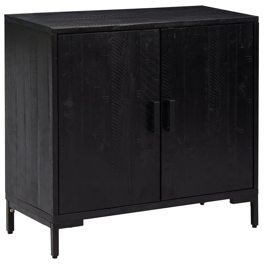 Buffet Noir 75x35x70 cm Bois de pin massif