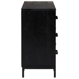 Commode Noir 75x35x70 cm Bois de pin massif