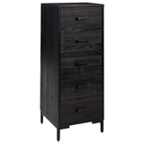 Commode Noir 42x35x110 cm Bois de pin massif