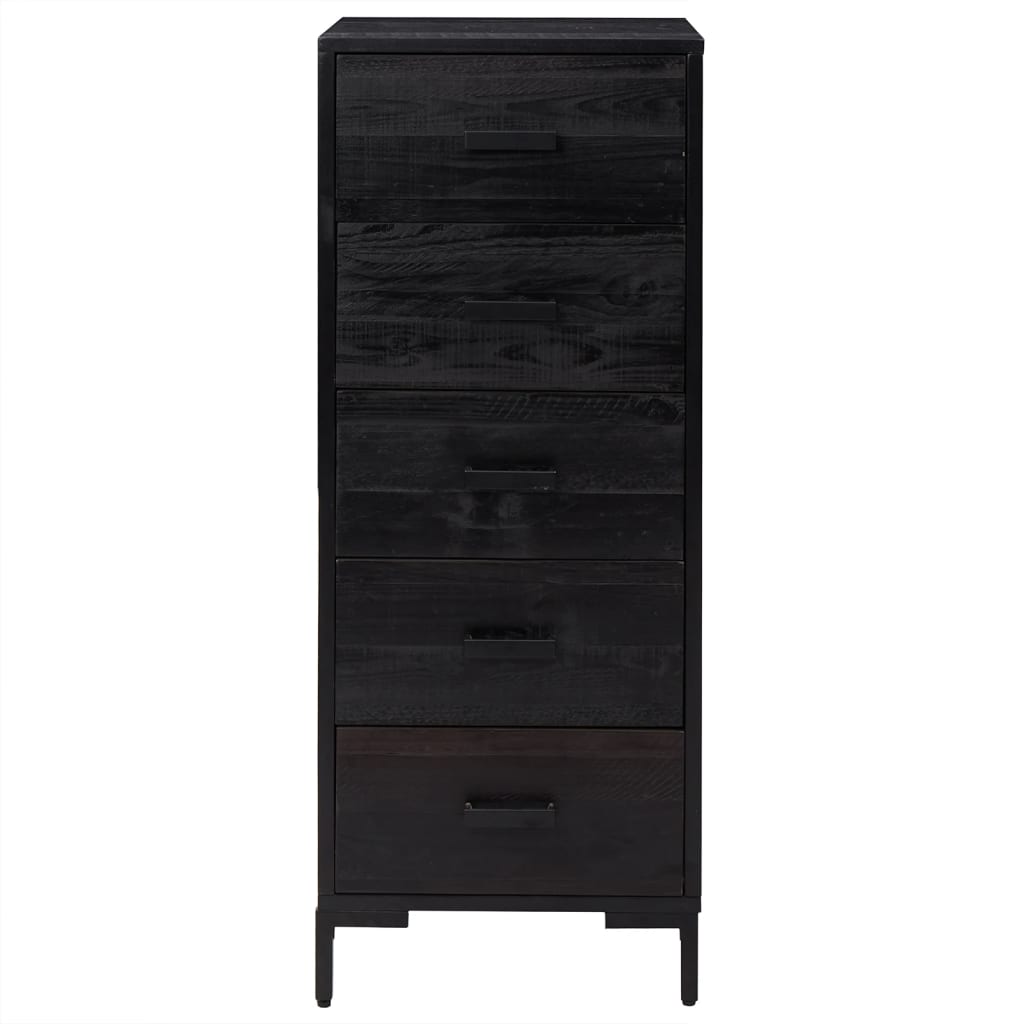 Commode Noir 42x35x110 cm Bois de pin massif