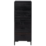 Commode Noir 42x35x110 cm Bois de pin massif