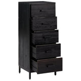 Commode Noir 42x35x110 cm Bois de pin massif