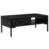 Table basse Noir 90x50x35 cm Bois de pin massif