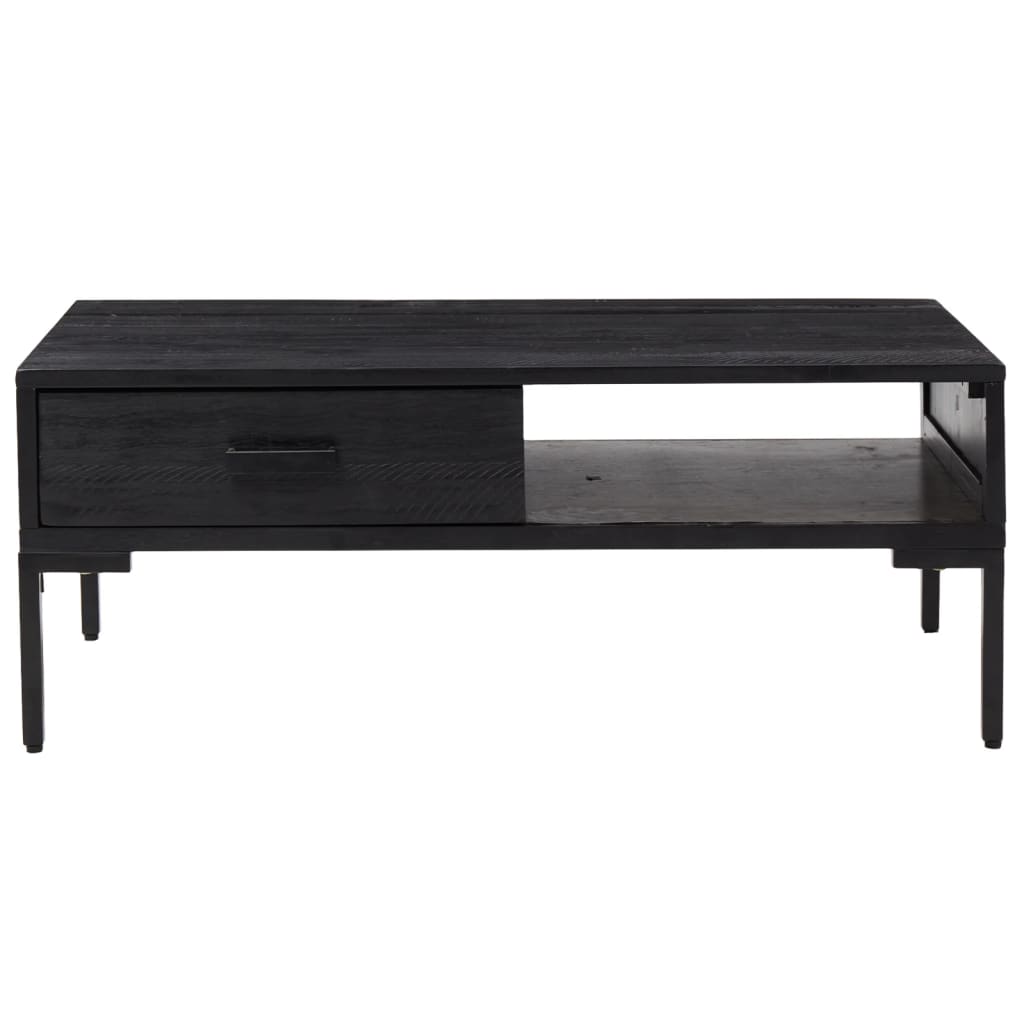 Coffee table Black 90x50x35 cm Solid pine wood