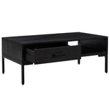 Coffee table Black 90x50x35 cm Solid pine wood