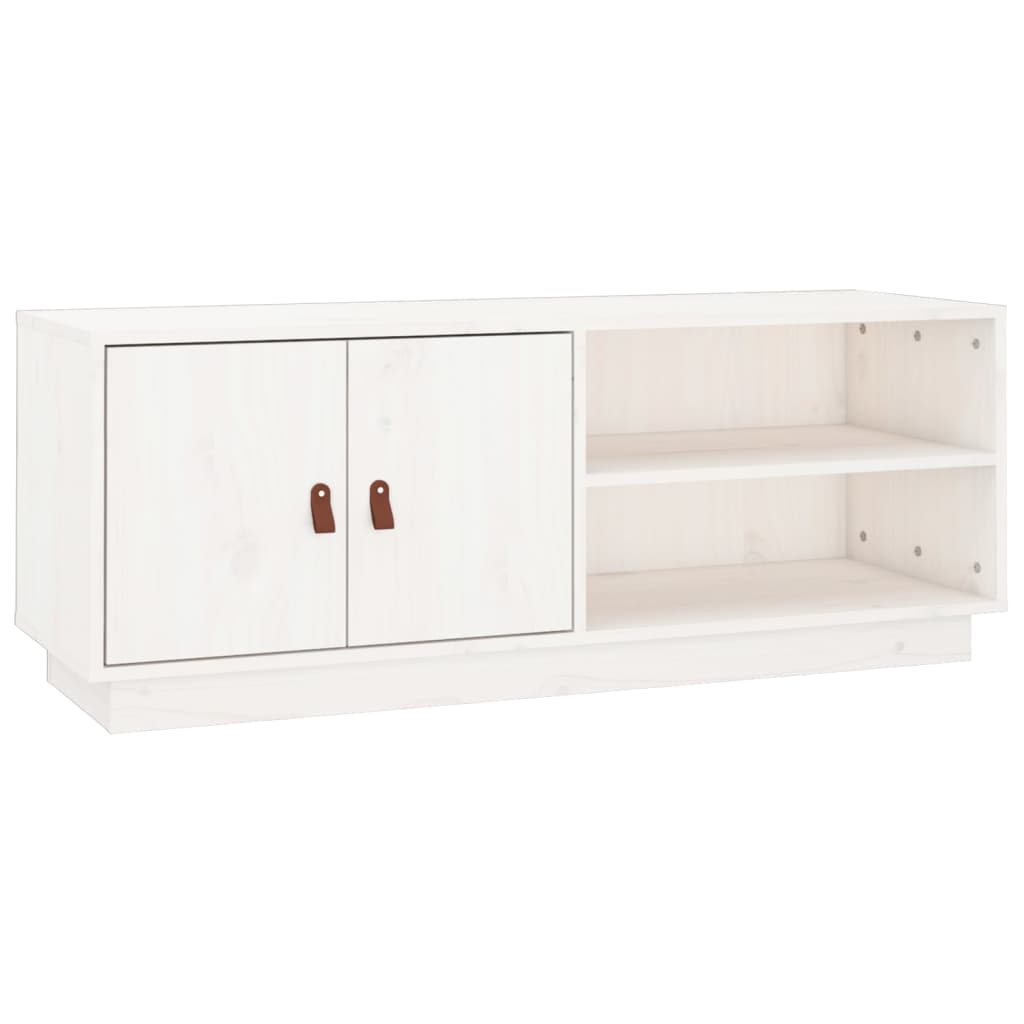 Meuble TV Blanc 105x34x40 cm Bois de pin massif