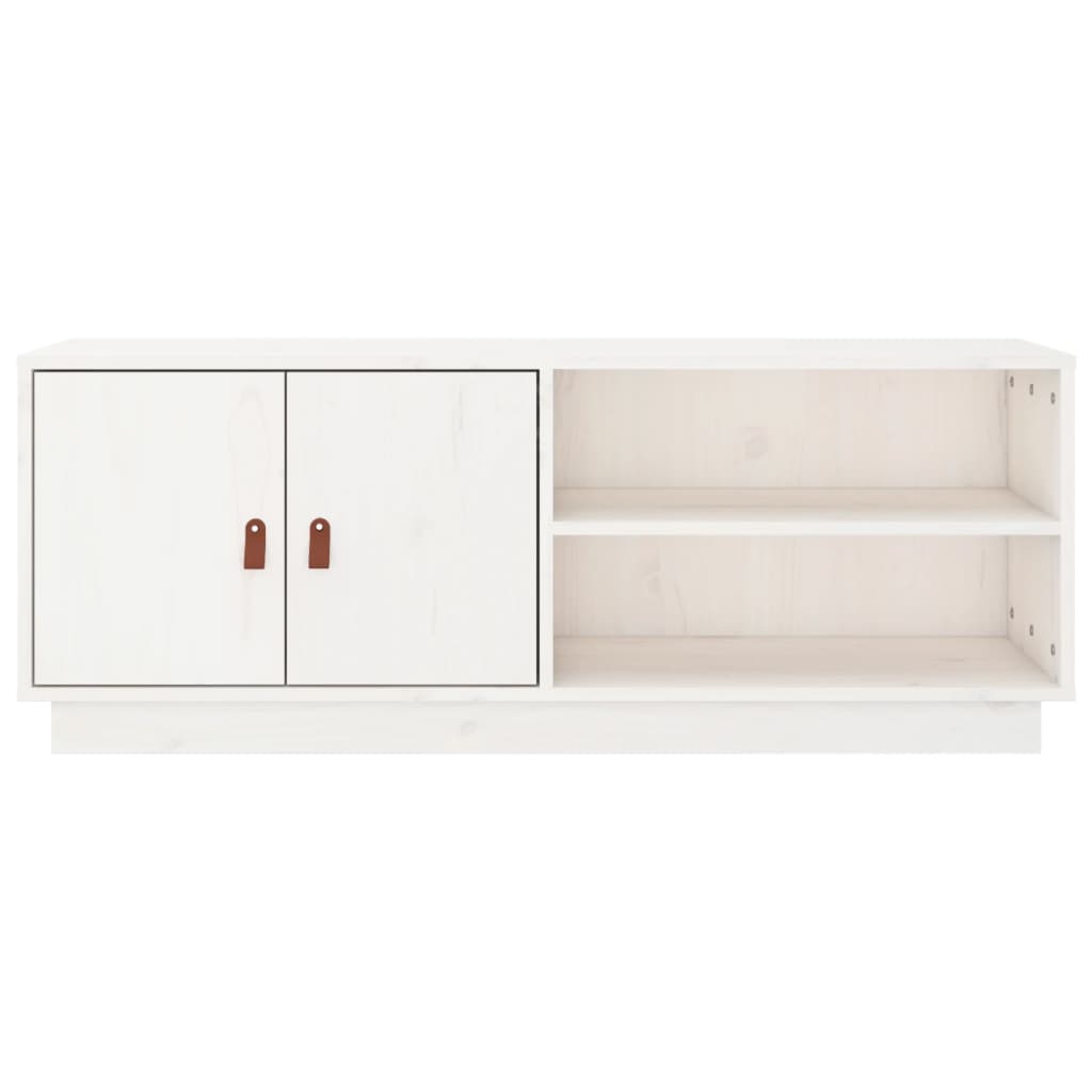 Meuble TV Blanc 105x34x40 cm Bois de pin massif