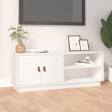 Meuble TV Blanc 105x34x40 cm Bois de pin massif